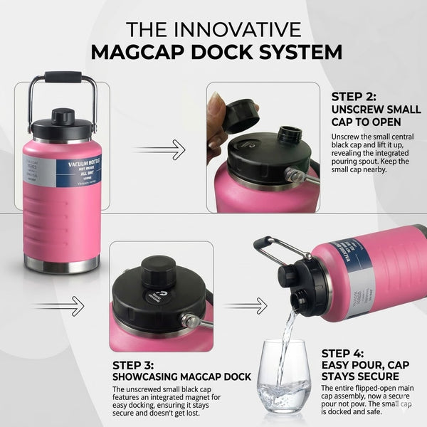Thermosteel Water Jug Insulated Tumbler with Magnet Lid 2100ml Pink