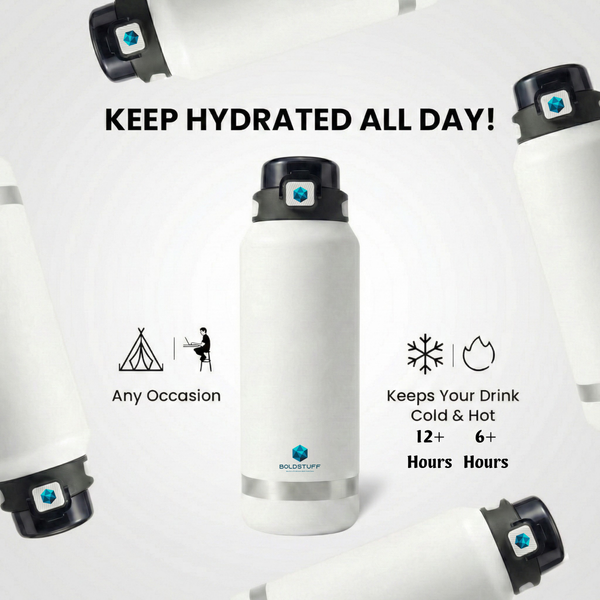 Insulated Water Bottle 1500ml  White Black