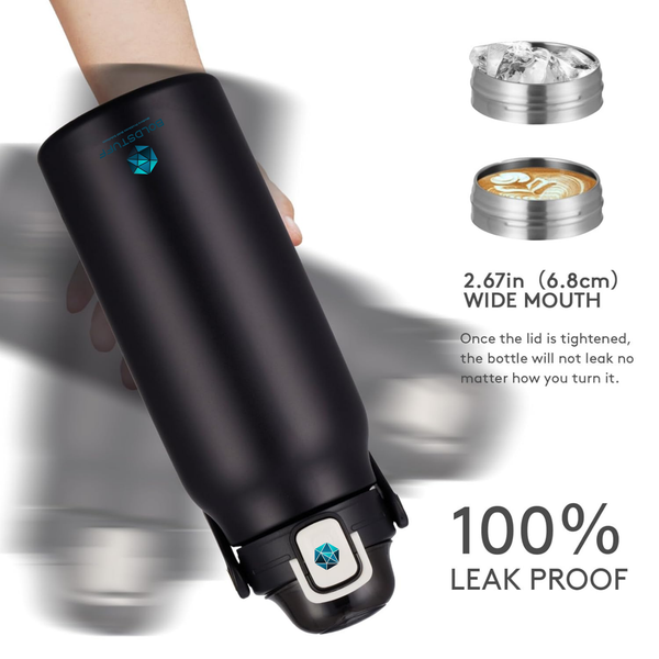 1700ml Stainless Steel Vacuum Insulated Flask Black