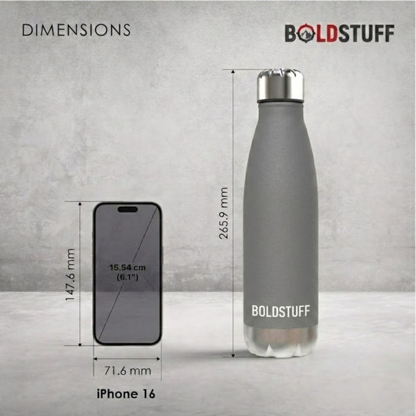 Stainless Steel Water Bottle 500ml Grey