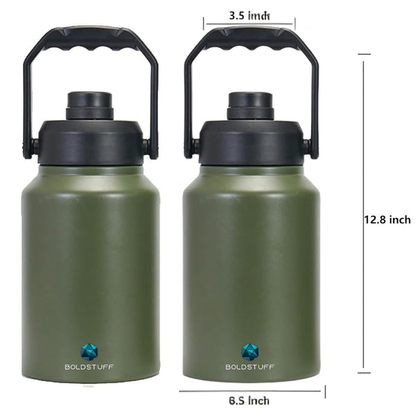 2 Litre Insulated Stainless Steel Water Bottle Military Green