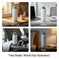 Insulated Water Bottle 1500ml  White Green