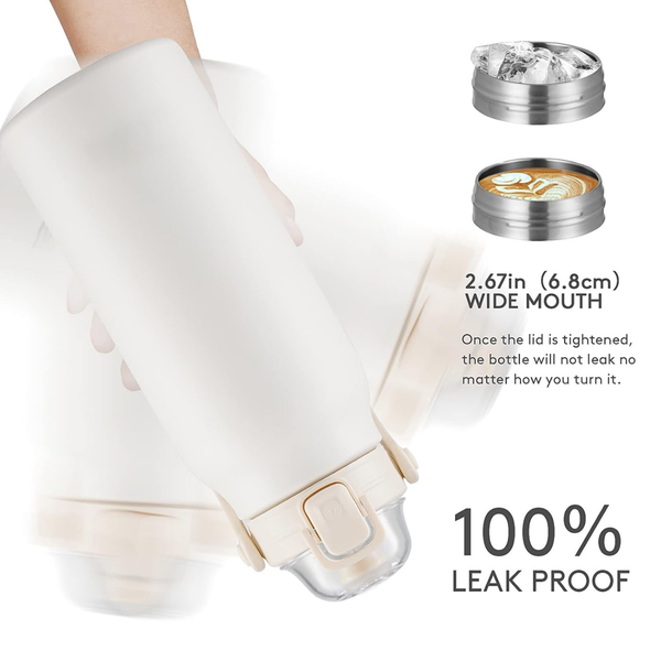 1700ml Stainless Steel Vacuum Insulated Flask White