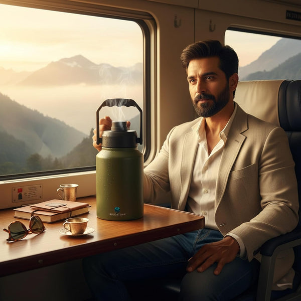 2 Litre Insulated Stainless Steel Water Bottle Military Green