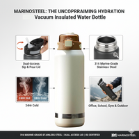 Insulated Water Bottle 1500ml  White Brown