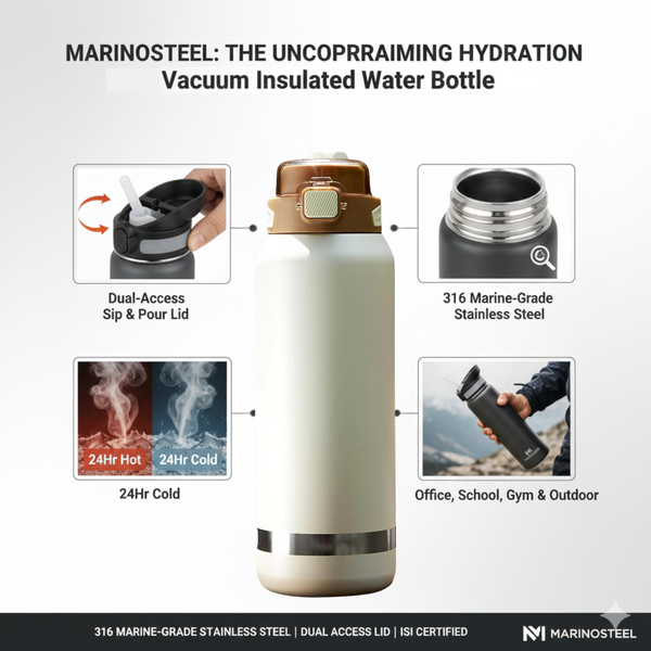 Insulated Water Bottle 1500ml  White Brown