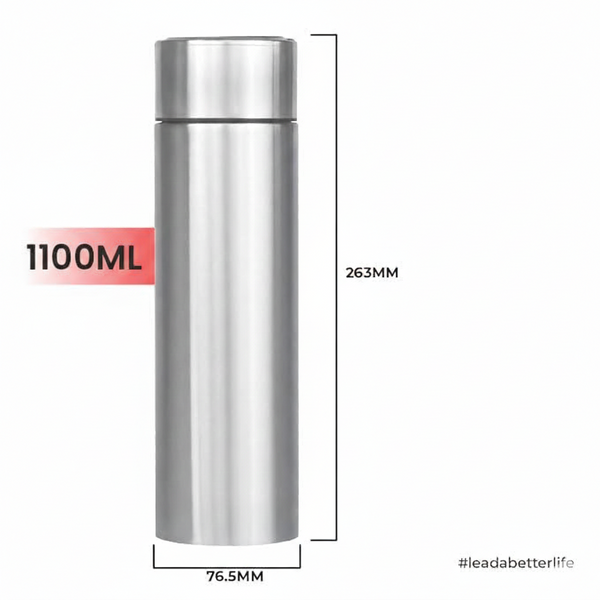 1000 Ml Stainless Steel Water Bottle Single Wall Silver