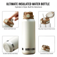 Insulated Water Bottle 1500ml  White Brown